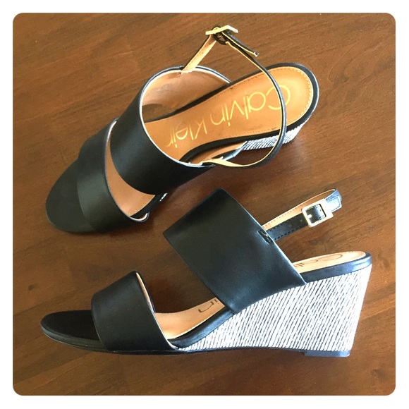 calvin klein wedge flip flops